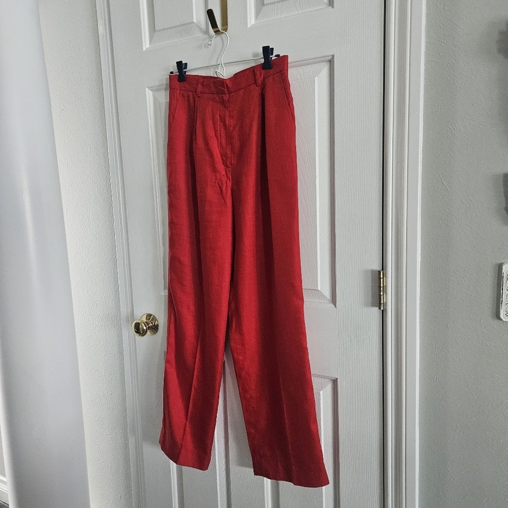 Vintage Ralph Lauren Red Linen Trousers - Picture 2 of 12
